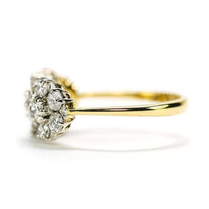 18ct Triple Daisy Flower Cluster 1.20ct Diamond Ring