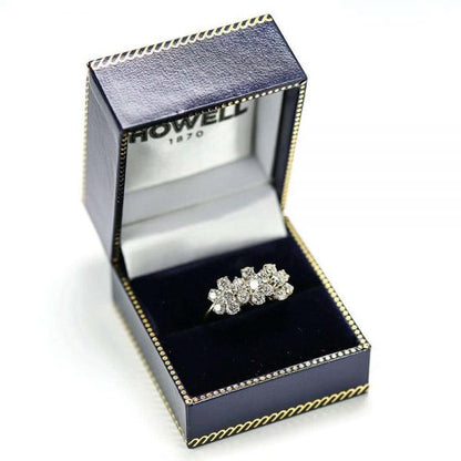 18ct Triple Daisy Flower Cluster 1.20ct Diamond Ring