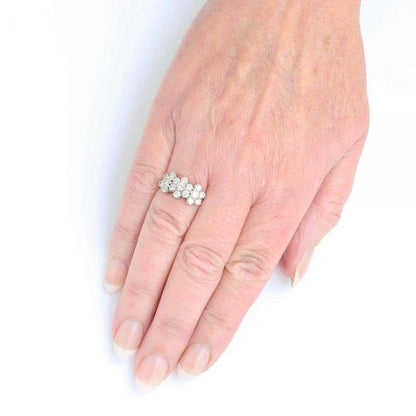 18ct Triple Daisy Flower Cluster 1.20ct Diamond Ring