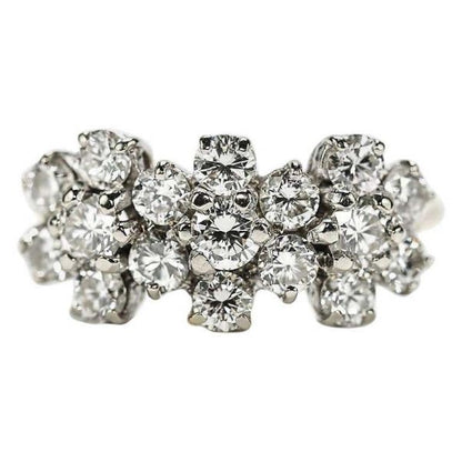 18ct Triple Daisy Flower Cluster 1.20ct Diamond Ring