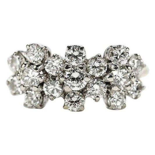 18ct Triple Daisy Flower Cluster 1.20ct Diamond Ring