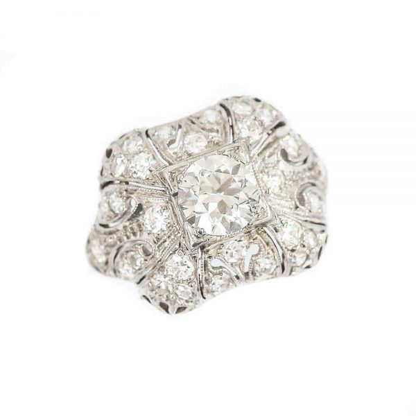 Antique Art Deco Platinum and Diamond 1.95ct Engagement Ring Circa 1920s