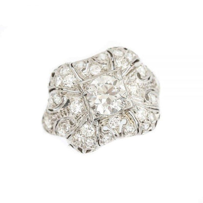 Antique Art Deco Platinum and Diamond 1.95ct Engagement Ring Circa 1920s