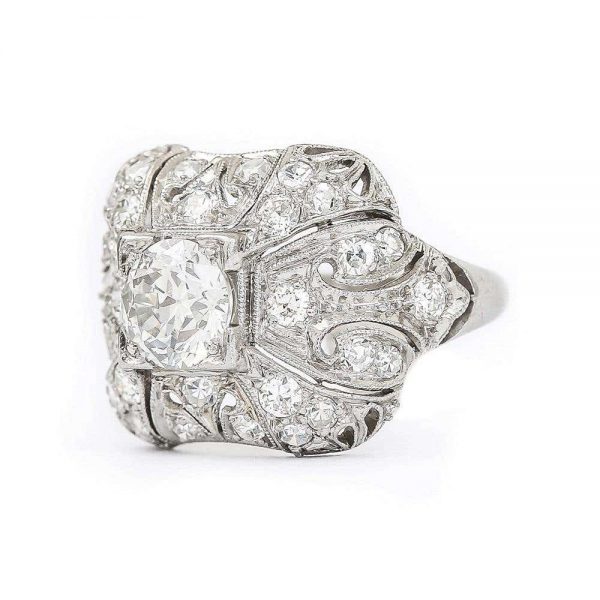 Antique Art Deco Platinum and Diamond 1.95ct Engagement Ring Circa 1920s