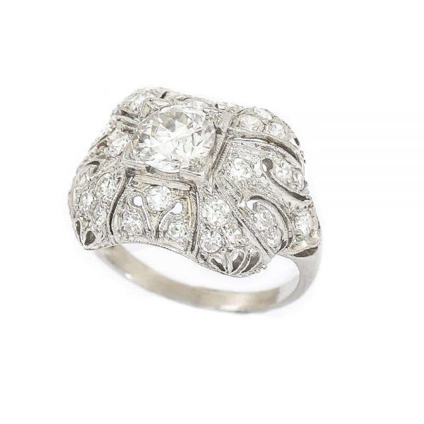 Antique Art Deco Platinum and Diamond 1.95ct Engagement Ring Circa 1920s