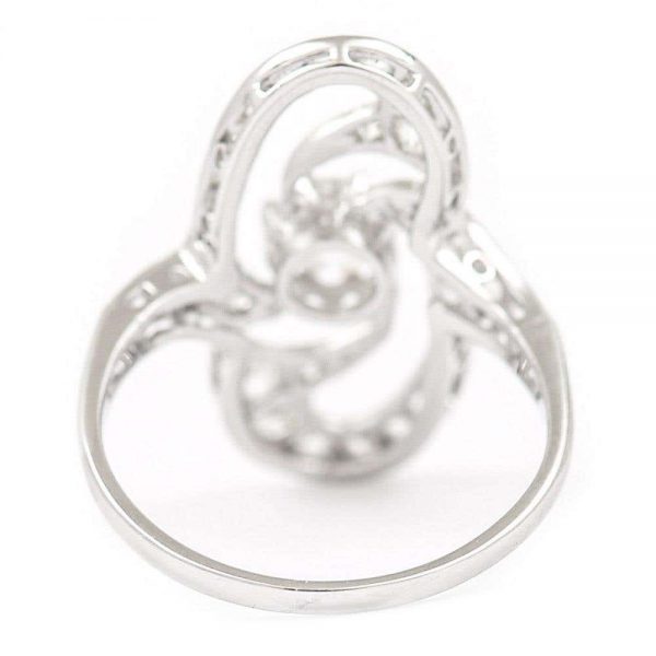 Antique Art Nouveau Platinum Diamond Engagement Ring circa 1925