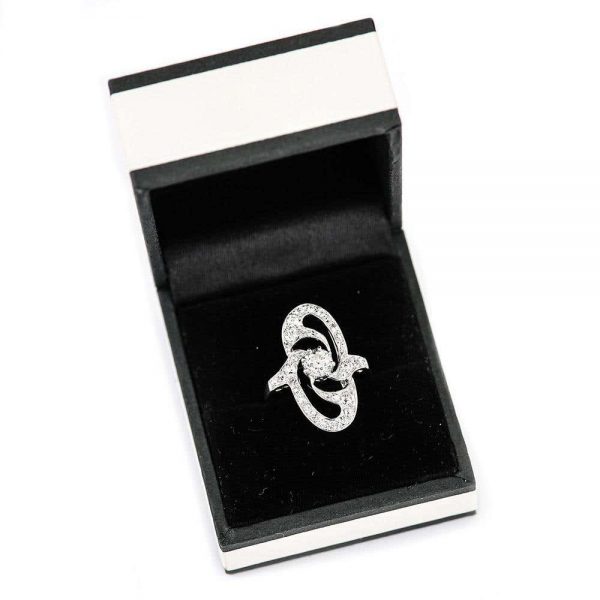 Antique Art Nouveau Platinum Diamond Engagement Ring circa 1925