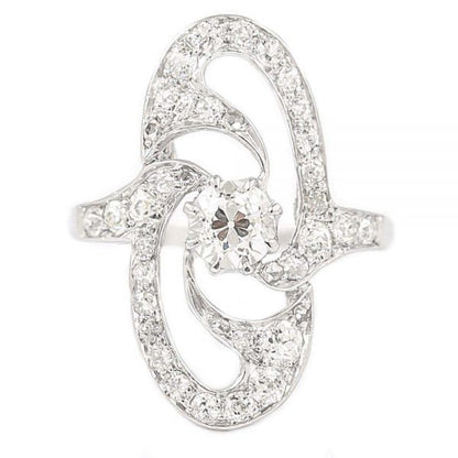 Antique Art Nouveau Platinum Diamond Engagement Ring circa 1925