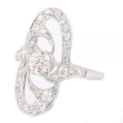 Antique Art Nouveau Platinum Diamond Engagement Ring circa 1925
