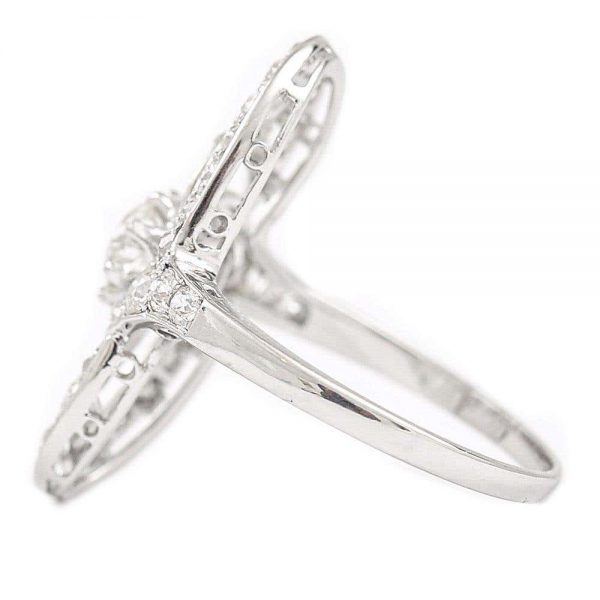 Antique Art Nouveau Platinum Diamond Engagement Ring circa 1925
