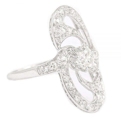 Antique Art Nouveau Platinum Diamond Engagement Ring circa 1925