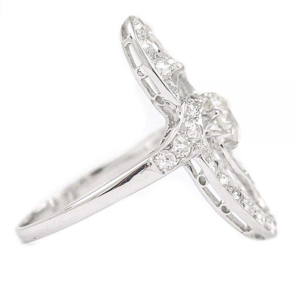 Antique Art Nouveau Platinum Diamond Engagement Ring circa 1925