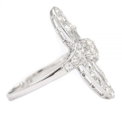 Antique Art Nouveau Platinum Diamond Engagement Ring circa 1925