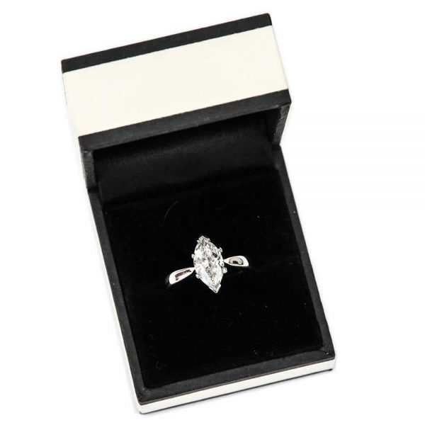 2.01ct Marquise Diamond 18ct White Gold Platinum Engagement Ring