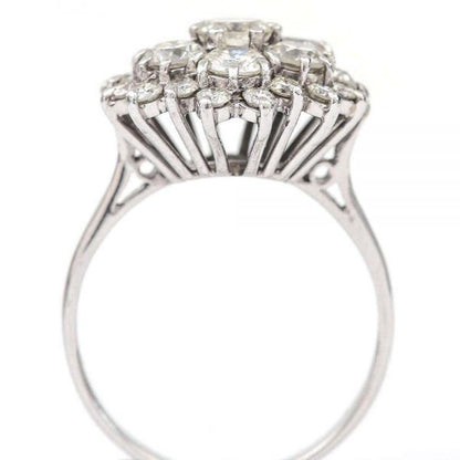 Vintage 18ct White Gold 2.40 Carat Diamond Cluster Engagement Ring