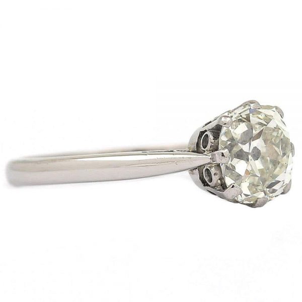 Vintage Platinum 1.70ct Solitaire Old European Diamond Engagement Ring, circa 1930