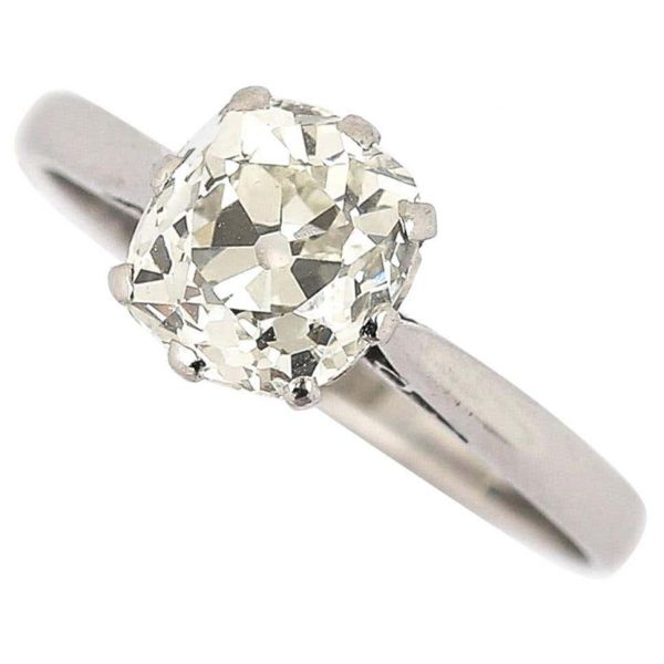 Vintage Platinum 1.70ct Solitaire Old European Diamond Engagement Ring, circa 1930