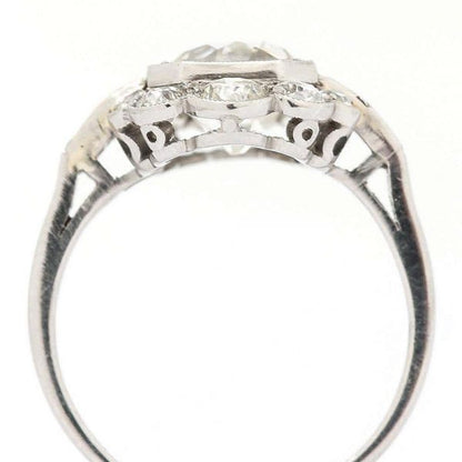Antique 2.55 Carat Old Mine Cut Platinum Diamond Cluster Art Deco Engagement Ring c.1920