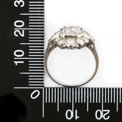 Antique 2.55 Carat Old Mine Cut Platinum Diamond Cluster Art Deco Engagement Ring c.1920