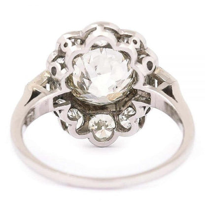 Antique 2.55 Carat Old Mine Cut Platinum Diamond Cluster Art Deco Engagement Ring c.1920