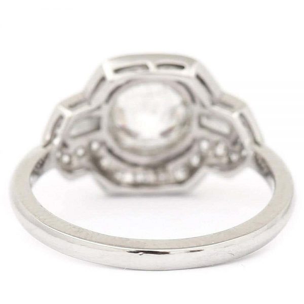 Platinum Round Old Mine Cut Diamond 1.19 Carat Cluster Engagement Ring