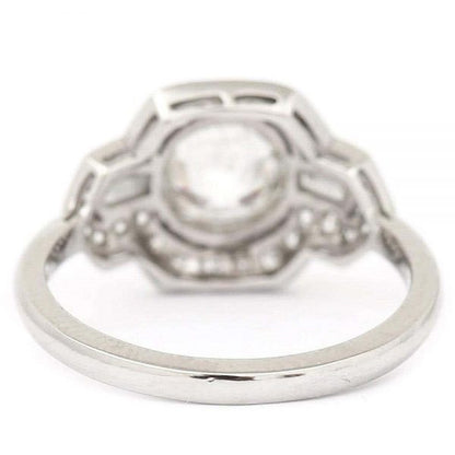 Platinum Round Old Mine Cut Diamond 1.19 Carat Cluster Engagement Ring