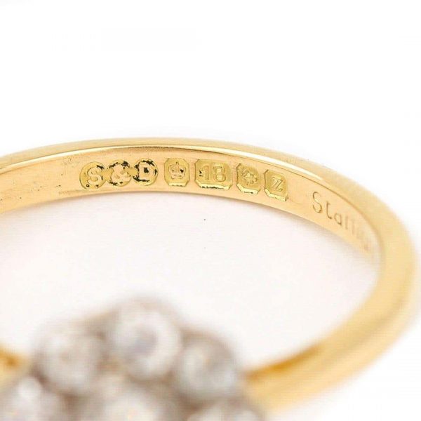 Vintage 18ct Gold Old Cut Diamond Daisy Cluster Ring