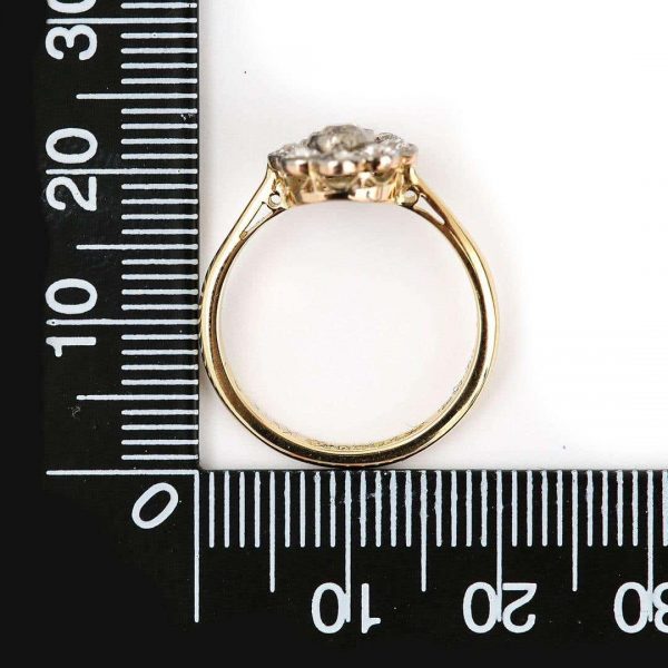 Vintage 18ct Gold Old Cut Diamond Daisy Cluster Ring
