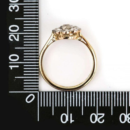 Vintage 18ct Gold Old Cut Diamond Daisy Cluster Ring