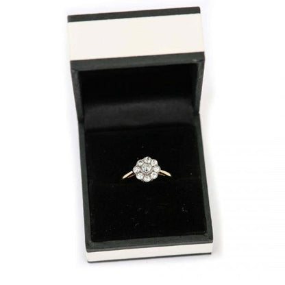 Vintage 18ct Gold Old Cut Diamond Daisy Cluster Ring