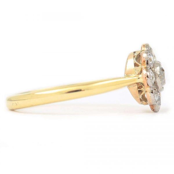 Vintage 18ct Gold Old Cut Diamond Daisy Cluster Ring