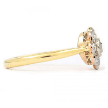 Vintage 18ct Gold Old Cut Diamond Daisy Cluster Ring