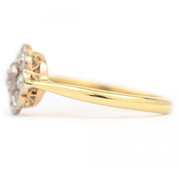 Vintage 18ct Gold Old Cut Diamond Daisy Cluster Ring