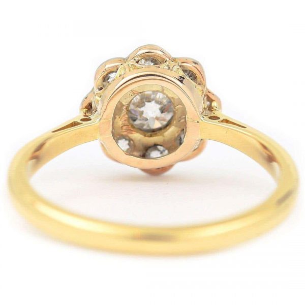 Vintage 18ct Gold Old Cut Diamond Daisy Cluster Ring