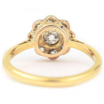 Vintage 18ct Gold Old Cut Diamond Daisy Cluster Ring