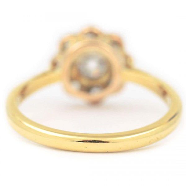 Vintage 18ct Gold Old Cut Diamond Daisy Cluster Ring