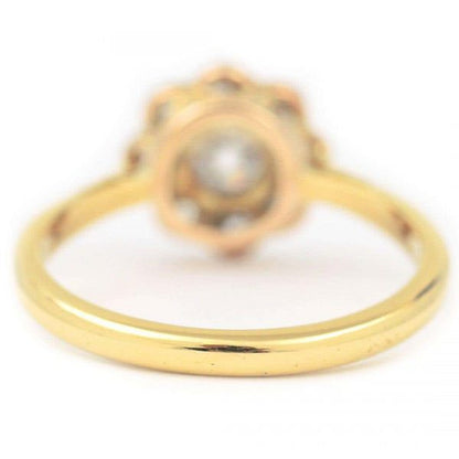 Vintage 18ct Gold Old Cut Diamond Daisy Cluster Ring