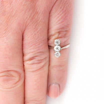 Antique Art Deco Platinum Diamond Three Stone Ring