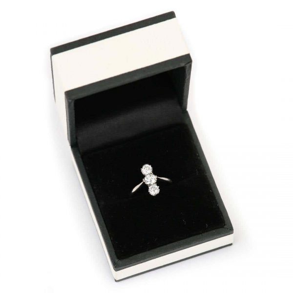 Antique Art Deco Platinum Diamond Three Stone Ring