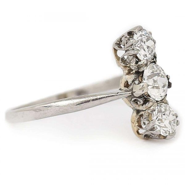 Antique Art Deco Platinum Diamond Three Stone Ring