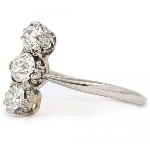 Antique Art Deco Platinum Diamond Three Stone Ring