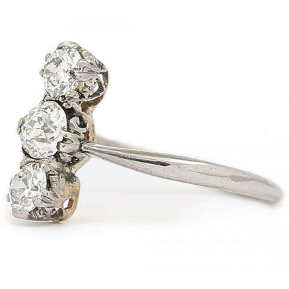 Antique Art Deco Platinum Diamond Three Stone Ring