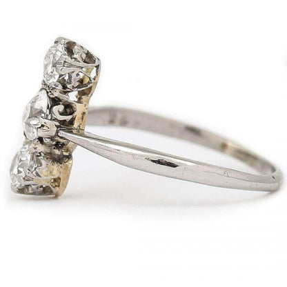 Antique Art Deco Platinum Diamond Three Stone Ring