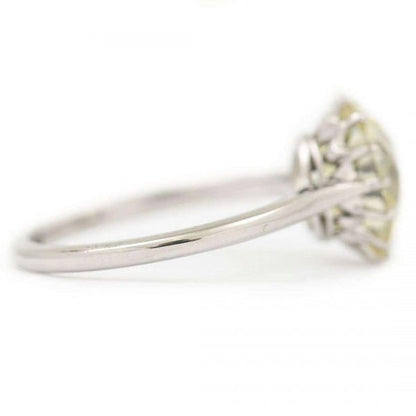 Antique Early 20th Century Platinum GIA 4.44ct Old Brilliant Cut Diamond Solitaire Ring