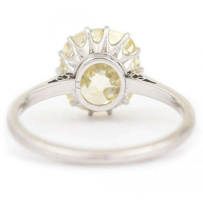 Antique Early 20th Century Platinum GIA 4.44ct Old Brilliant Cut Diamond Solitaire Ring