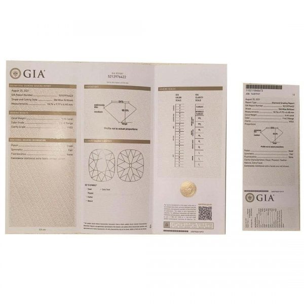 Antique Early 20th Century Platinum GIA 4.44ct Old Brilliant Cut Diamond Solitaire Ring