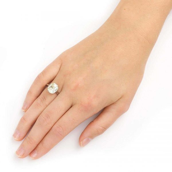 Antique Early 20th Century Platinum GIA 4.44ct Old Brilliant Cut Diamond Solitaire Ring