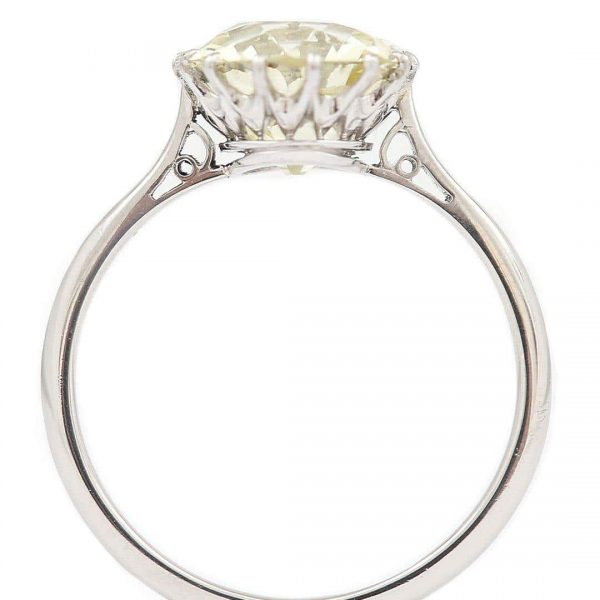 Antique Early 20th Century Platinum GIA 4.44ct Old Brilliant Cut Diamond Solitaire Ring