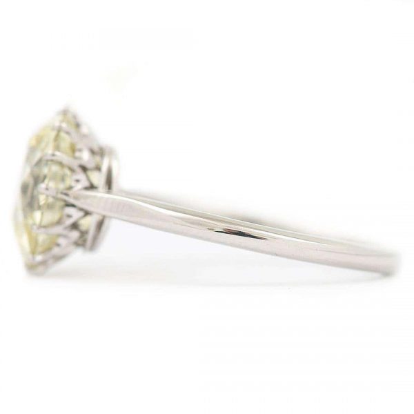 Antique Early 20th Century Platinum GIA 4.44ct Old Brilliant Cut Diamond Solitaire Ring