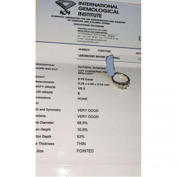 Platinum 1.50ct IGI Certified E Colour Three Stone Diamond Ring